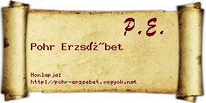 Pohr Erzsébet névjegykártya